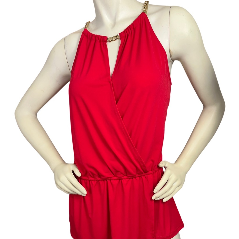 Michael Kors Red Halter Dressy Blouse Medium